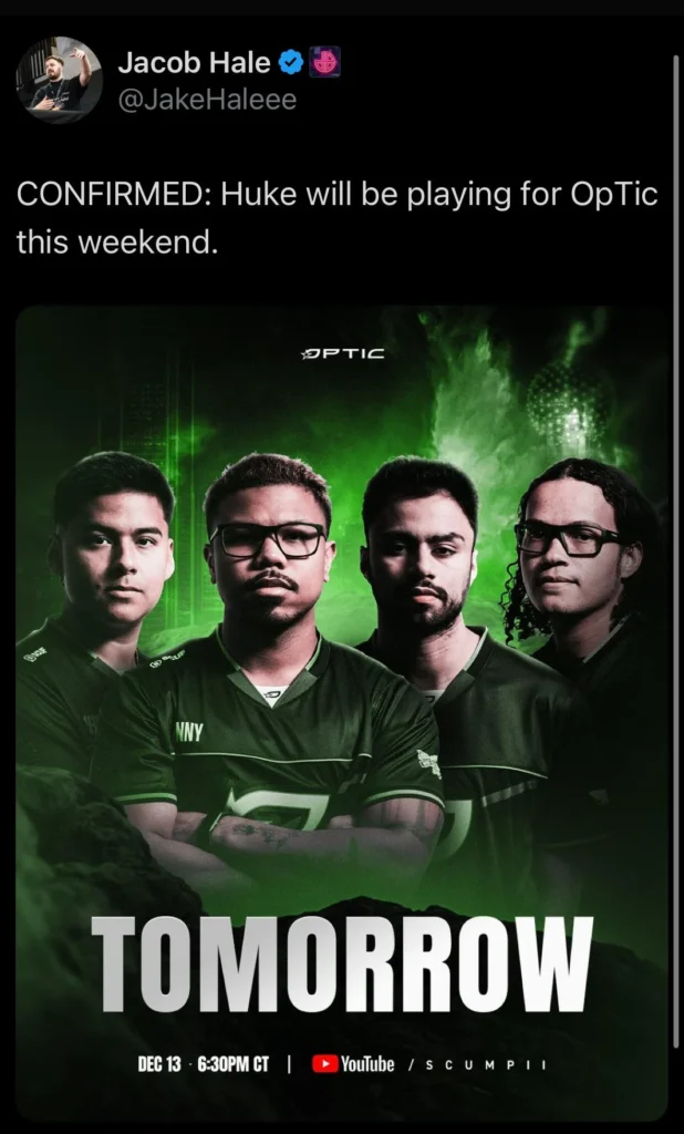 Huke Confirmed on Optic