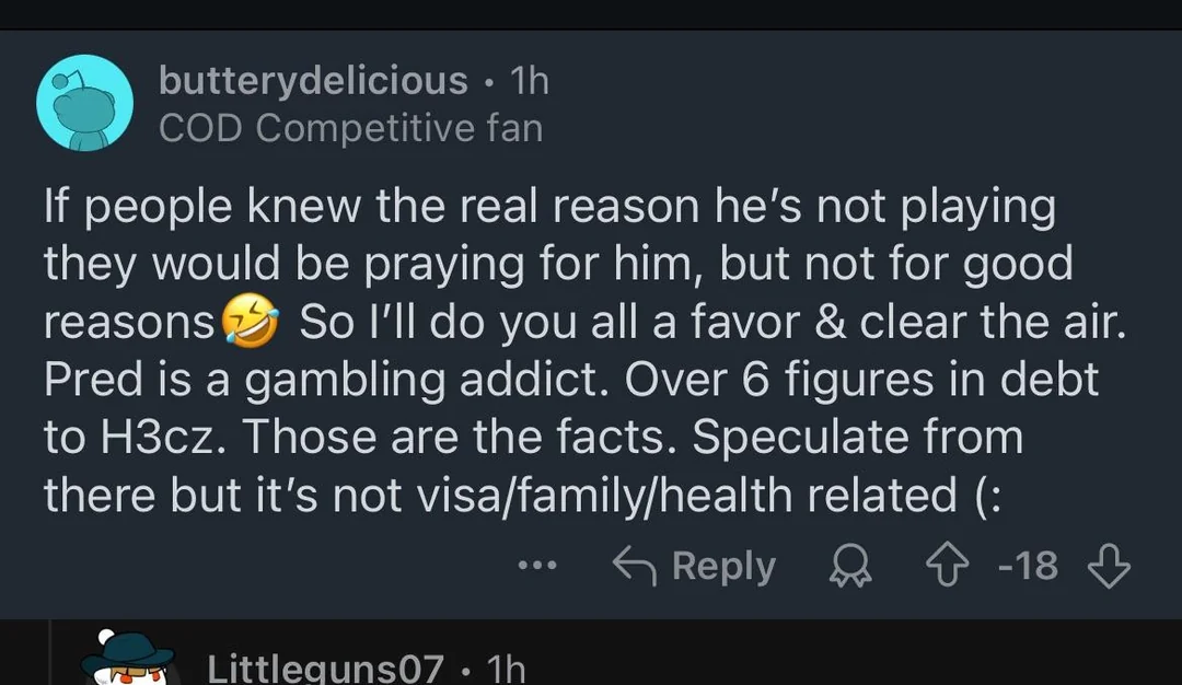 Optic drops pred due to gambling addiction, sources say